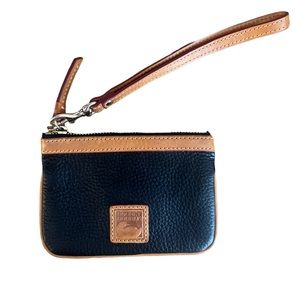 Dooney & Bourke Vintage Pebble Leather Wristlet Black and Tan